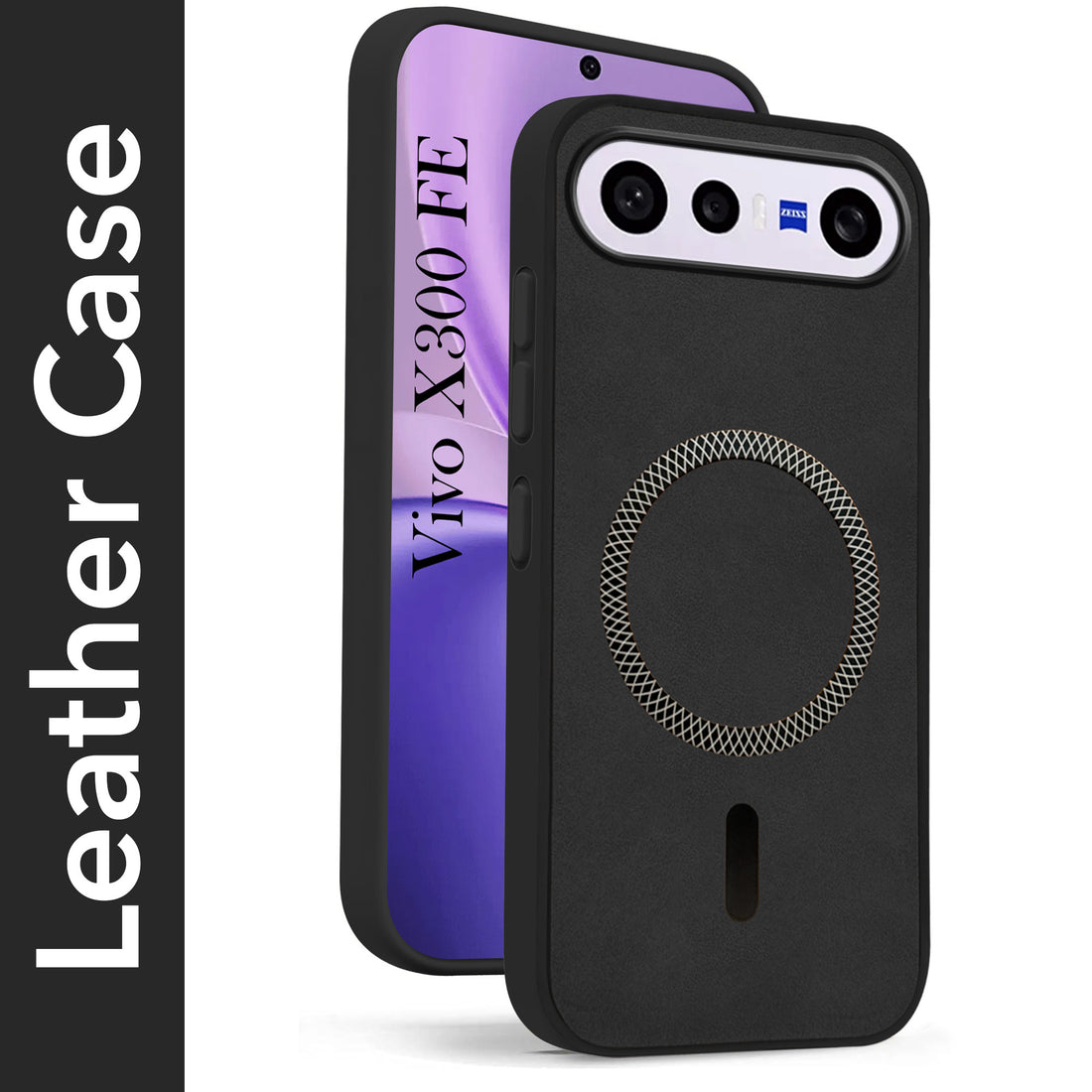 For Vivo X300 FE Back Cover Case Leather Finish (MagSafe Compatible Wireless Charging | Soft Touch | Camera Bump Protection)