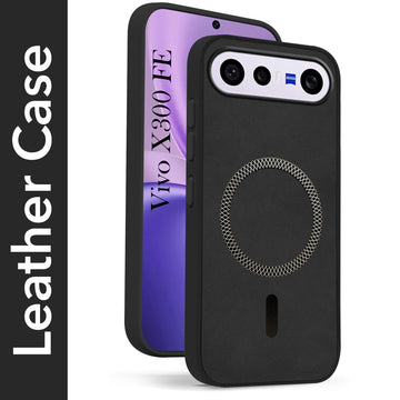 For Vivo X300 FE Back Cover Case Leather Finish (MagSafe Compatible Wireless Charging | Soft Touch | Camera Bump Protection)