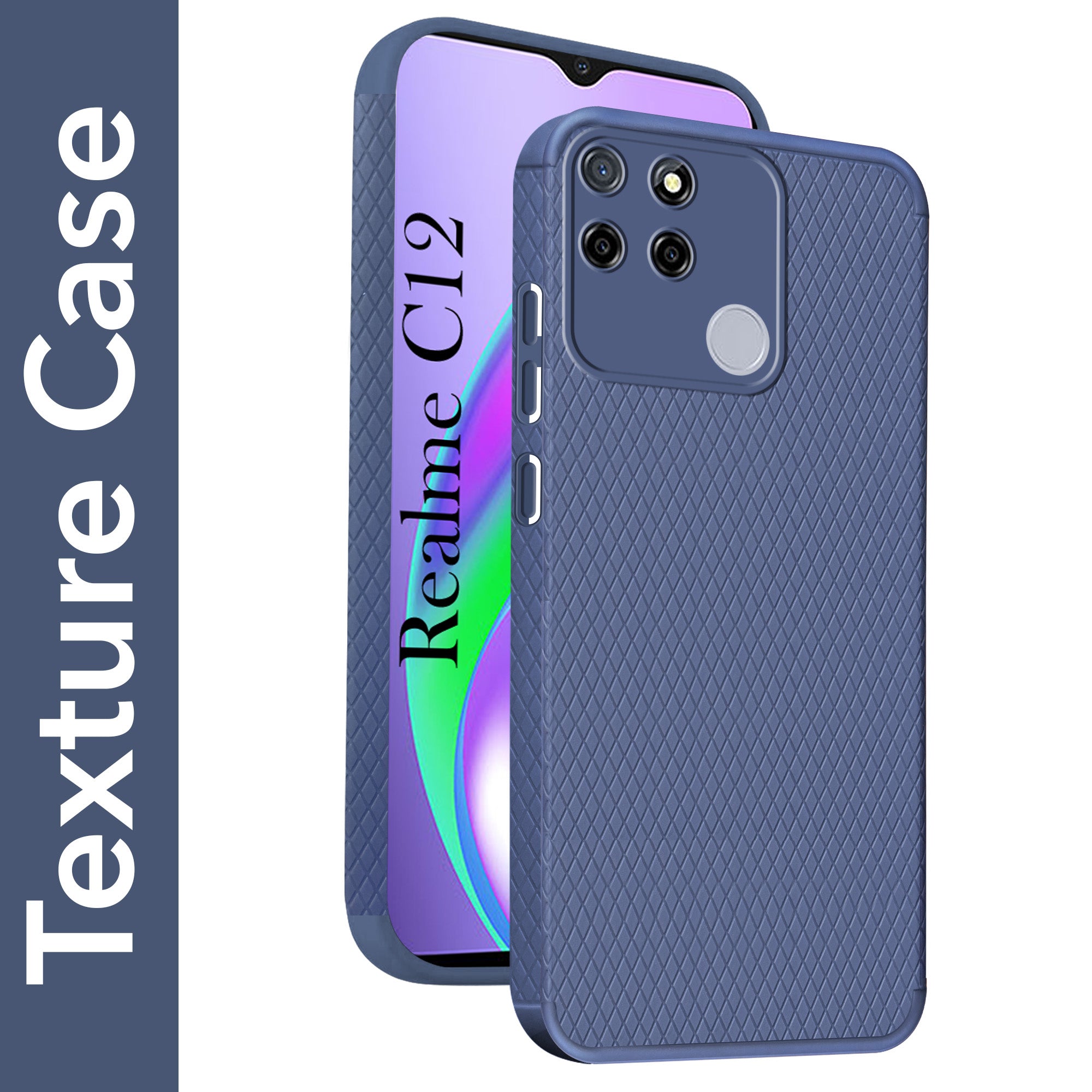For Realme C12 Back Cover Case Liquid Silicone (Camera Protection | Side Grip Texture | Soft and Flexible)