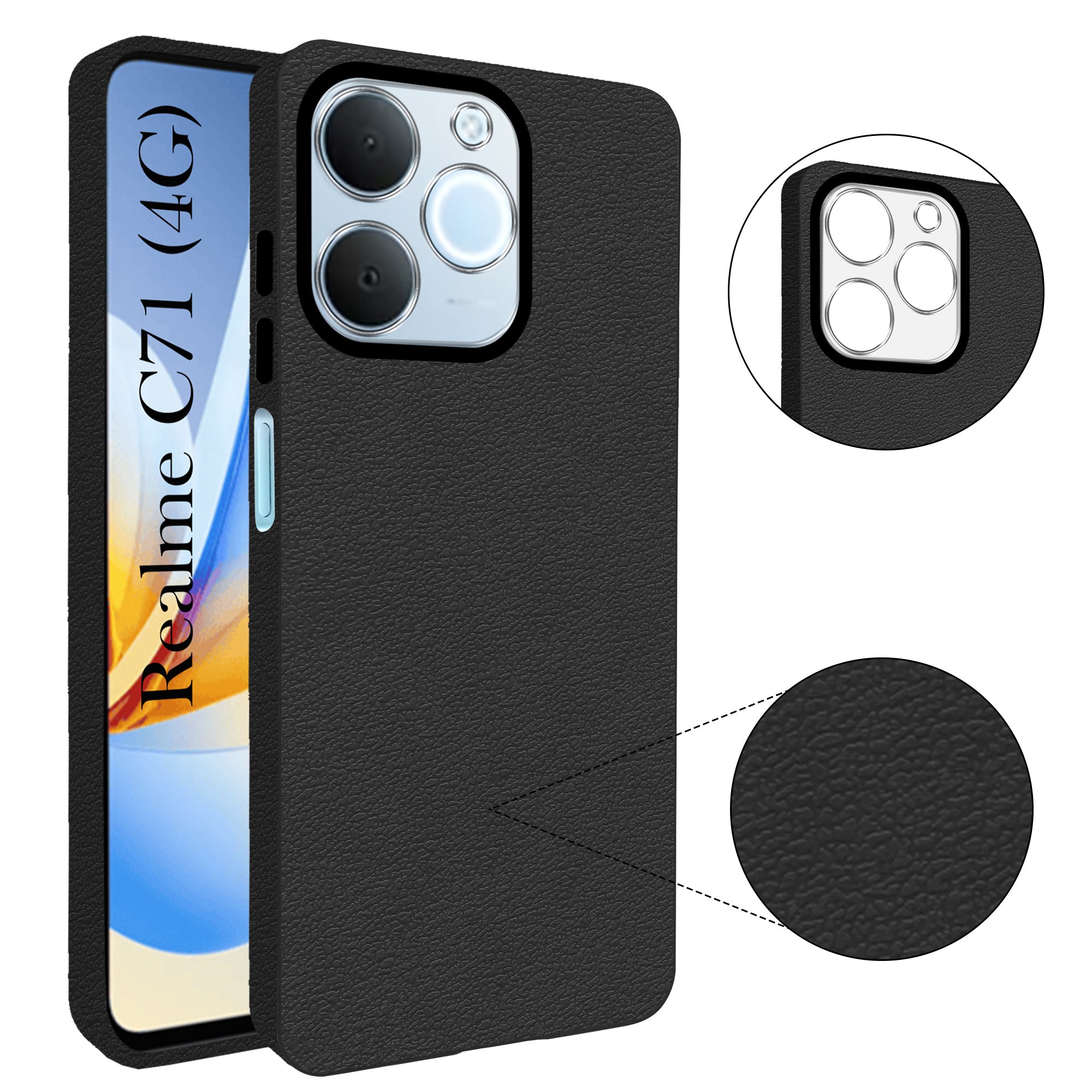 For Realme C71 Back Cover Case (Glass Like Camera Protection | Leather Feel | Minimalist Professional Grip)