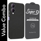 For Vivo Y17s Combo with Back Cover and 9H Tempered Glass (Liquid Silicone | Camera Protection | Oleophobic Coating Screen Glass)