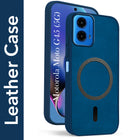 For Motorola Moto G45 Back Cover Case Leather Finish (MagSafe Compatible Wireless Charging | Soft Touch | Camera Bump Protection)
