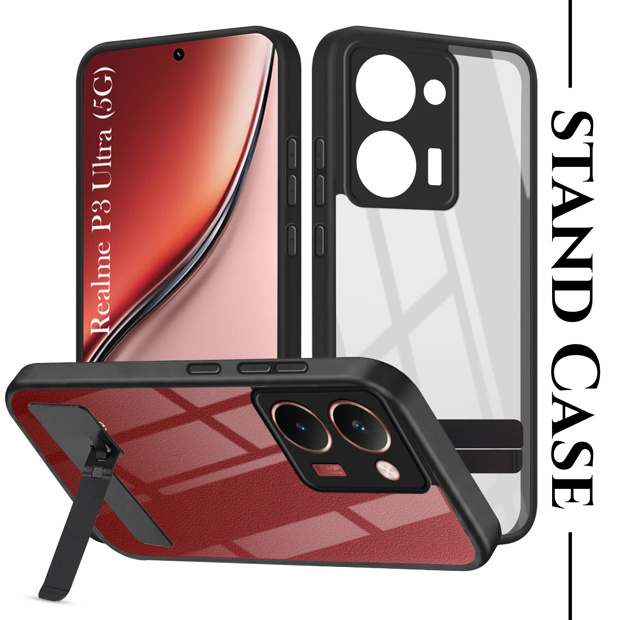 For Realme P3 Ultra Back Cover Case (Built-in Stand | Lifetime Anti Yellow | Kickstand Shockproof | Camera Protection | MagSafe Compatible)