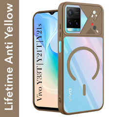 For Vivo Y33T | Vivo Y21T | Vivo Y21s Back Cover Case Lifetime Anti-Yellow Clear (Camera Protection | Side Grip | Wireless MagSafe Compatible)