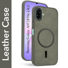 For Samsung Galaxy A07 5G | F70e 5G Back Cover Case Leather Finish (MagSafe Compatible Wireless Charging | Soft Touch | Camera Bump Protection)