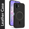 For Samsung Galaxy M17e Back Cover Case Leather Finish (MagSafe Compatible Wireless Charging | Soft Touch | Camera Bump Protection)
