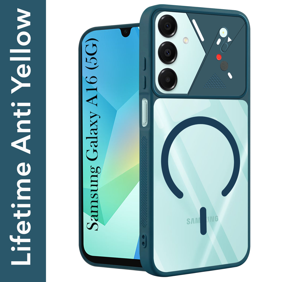 For Samsung Galaxy A16 5G Back Cover Case Lifetime Anti-Yellow Clear (Camera Protection | Side Grip | Wireless MagSafe Compatible)