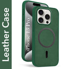 For Apple iPhone 15 Pro Back Cover Case Leather Finish (MagSafe Compatible Wireless Charging | Soft Touch | Camera Bump Protection)