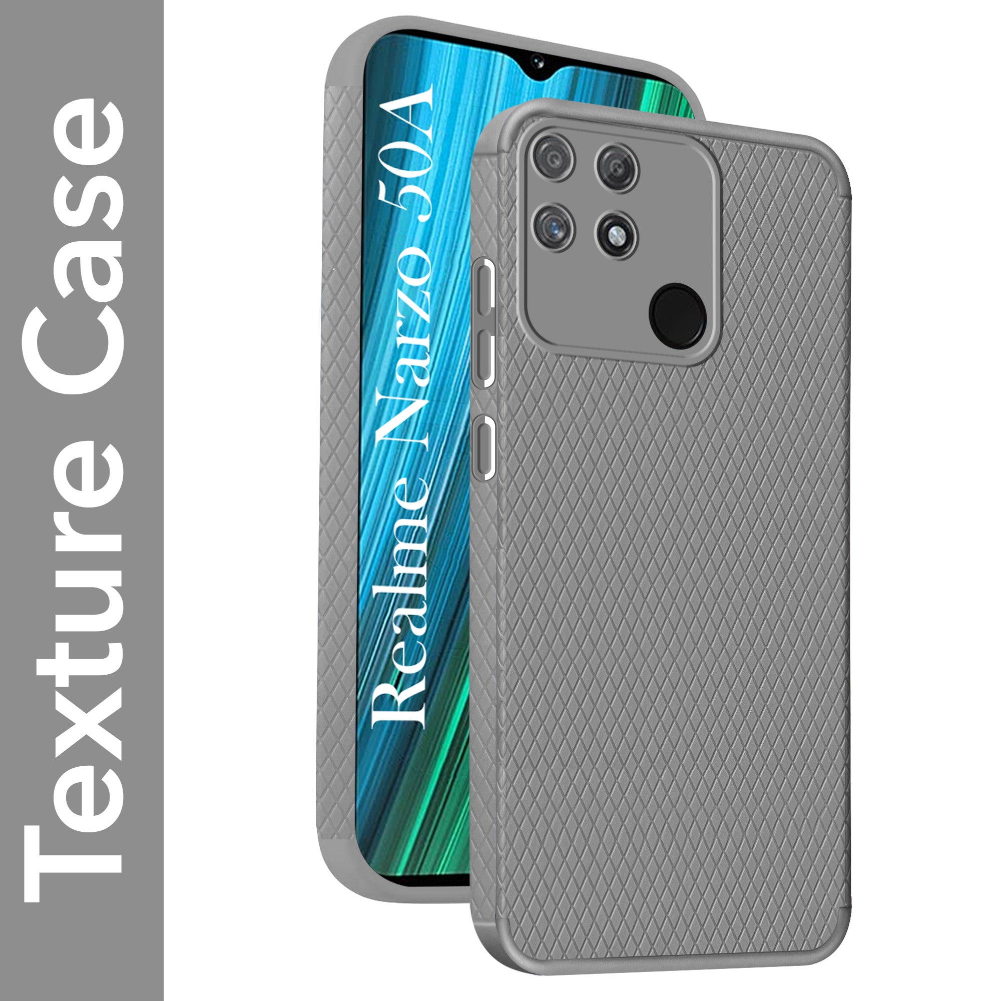 For Realme Narzo 50A Back Cover Case Liquid Silicone (Camera Protection | Side Grip Texture | Soft and Flexible)