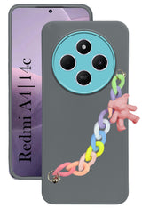 For Xiaomi Redmi A4 5G | Xiaomi Redmi 14C Back Cover Case ( Wrist Hanging Chain | Teddy Bracelet Charms | Dual Color Matte Finish | Full Camera Protection | Sleek and