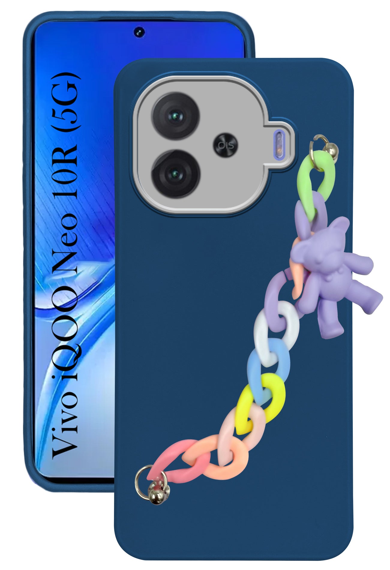 For Vivo iQOO Neo 10R  Back Cover Case ( Wrist Hanging Chain | Teddy Bracelet Charms | Dual Color Matte Finish | Full Camera Protection | Sleek and
