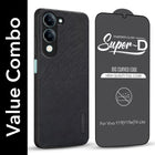 For Vivo Y19 | Vivo Y19e | Vivo T4 Lite Combo (Textured Grip Design | Micro-Fiber Cloth Inside | Oleophobic Coating Screen Glass)