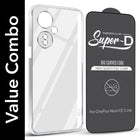 For OnePlus Nord CE 3 Lite Combo with Back Cover and 9H Tempered Glass (Lifetime Anti-Yellow | Crystal Clear Shockproof | Oleophobic Coating Screen Glass)