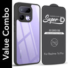 For Realme 16 Pro Combo with Back Cover and 9H Tempered Glass (Lifetime Anti-Yellow | Crystal Clear Shockproof | Oleophobic Coating Screen Glass)
