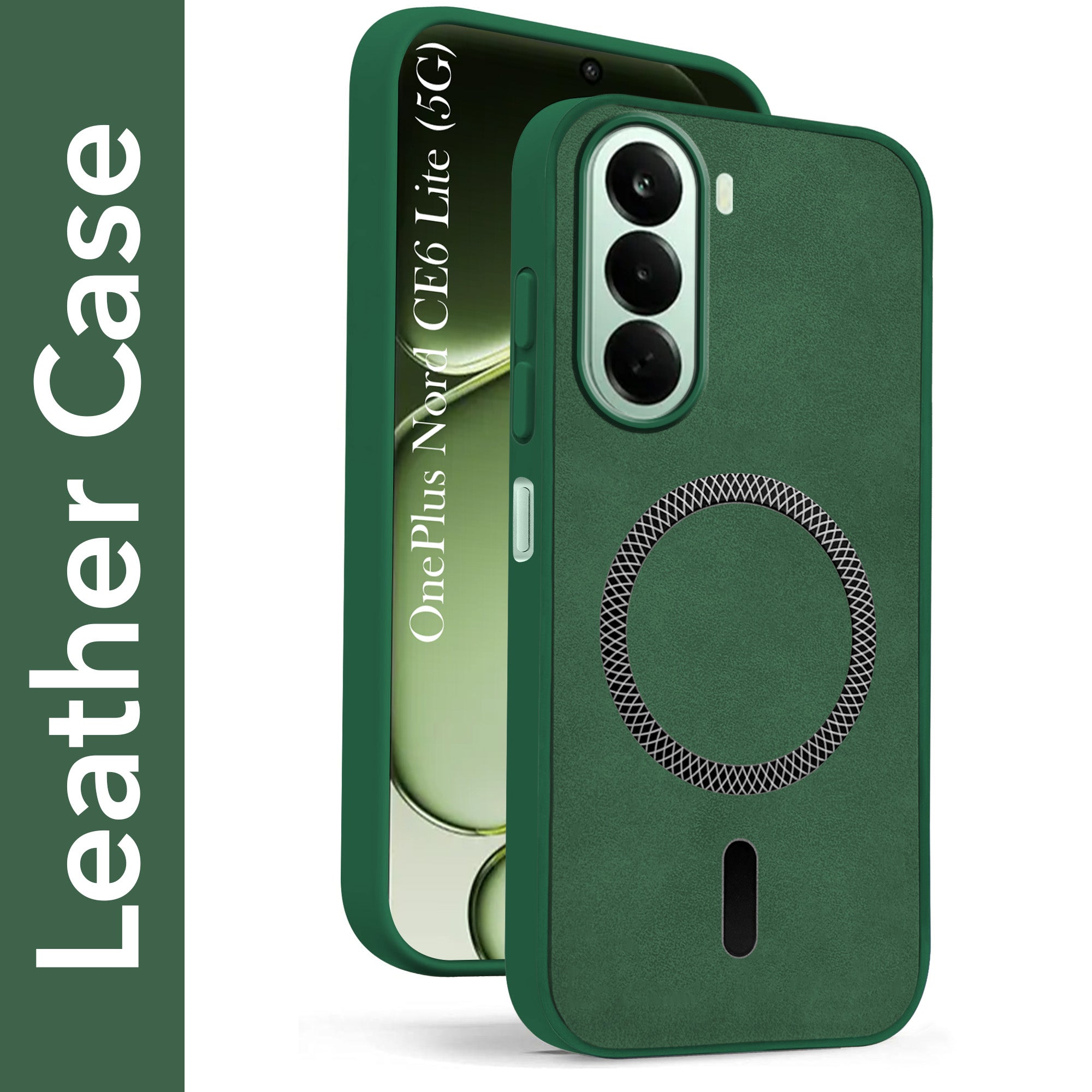 For OnePlus Nord CE 6 Lite Back Cover Case Leather Finish (MagSafe Compatible Wireless Charging | Soft Touch | Camera Bump Protection)