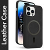 For Apple iPhone 14 Pro Back Cover Case Leather Finish (MagSafe Compatible Wireless Charging | Soft Touch | Camera Bump Protection)
