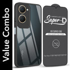 For Vivo Y18 | Y18e | Y03 | Y18i | Y18t Combo with Back Cover and 9H Tempered Glass ( Lifetime Anti-Yellow | Crystal Clear Shockproof | Oleophobic Coating Screen Glass)