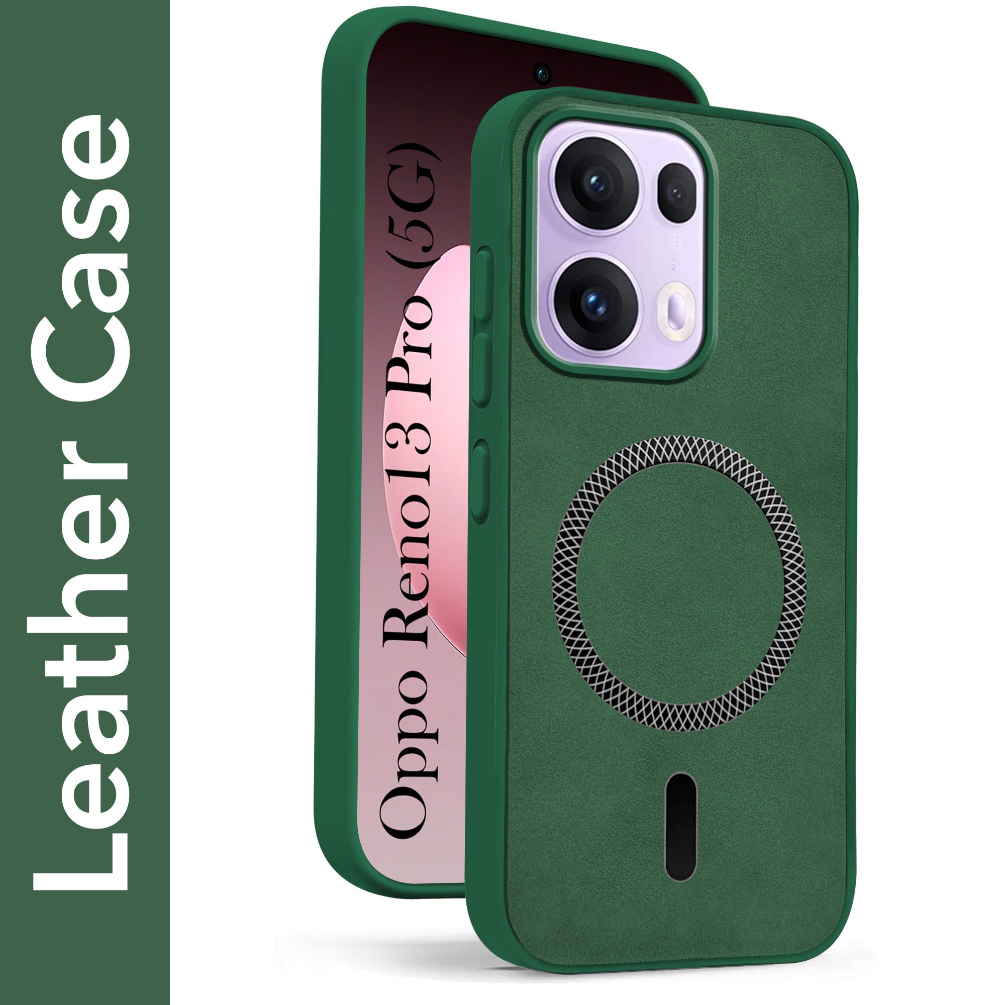 For Oppo Reno13 Pro | Oppo Reno 13 Pro Back Cover Case Leather Finish (MagSafe Compatible Wireless Charging | Soft Touch | Camera Bump Protection)
