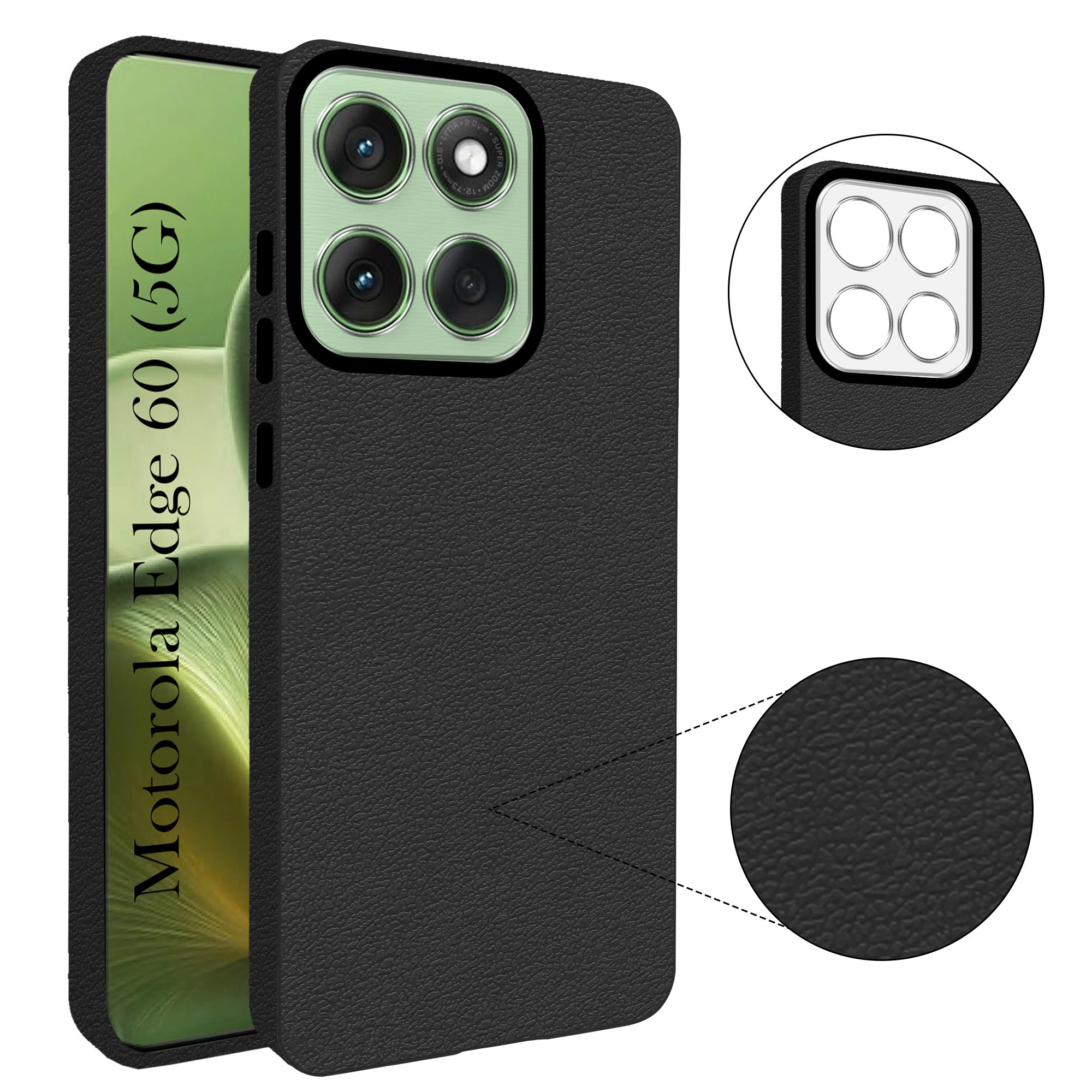 For Motorola Moto Edge 60 Back Cover Case (Glass Like Camera Protection | Leather Feel | Minimalist Professional Grip)