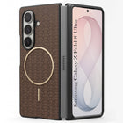 For Samsung Galaxy Z Fold 8 Ultra Back Cover Case Leather Finish (MagSafe Wireless Charging Compatible | Inside Microfiber Cloth)