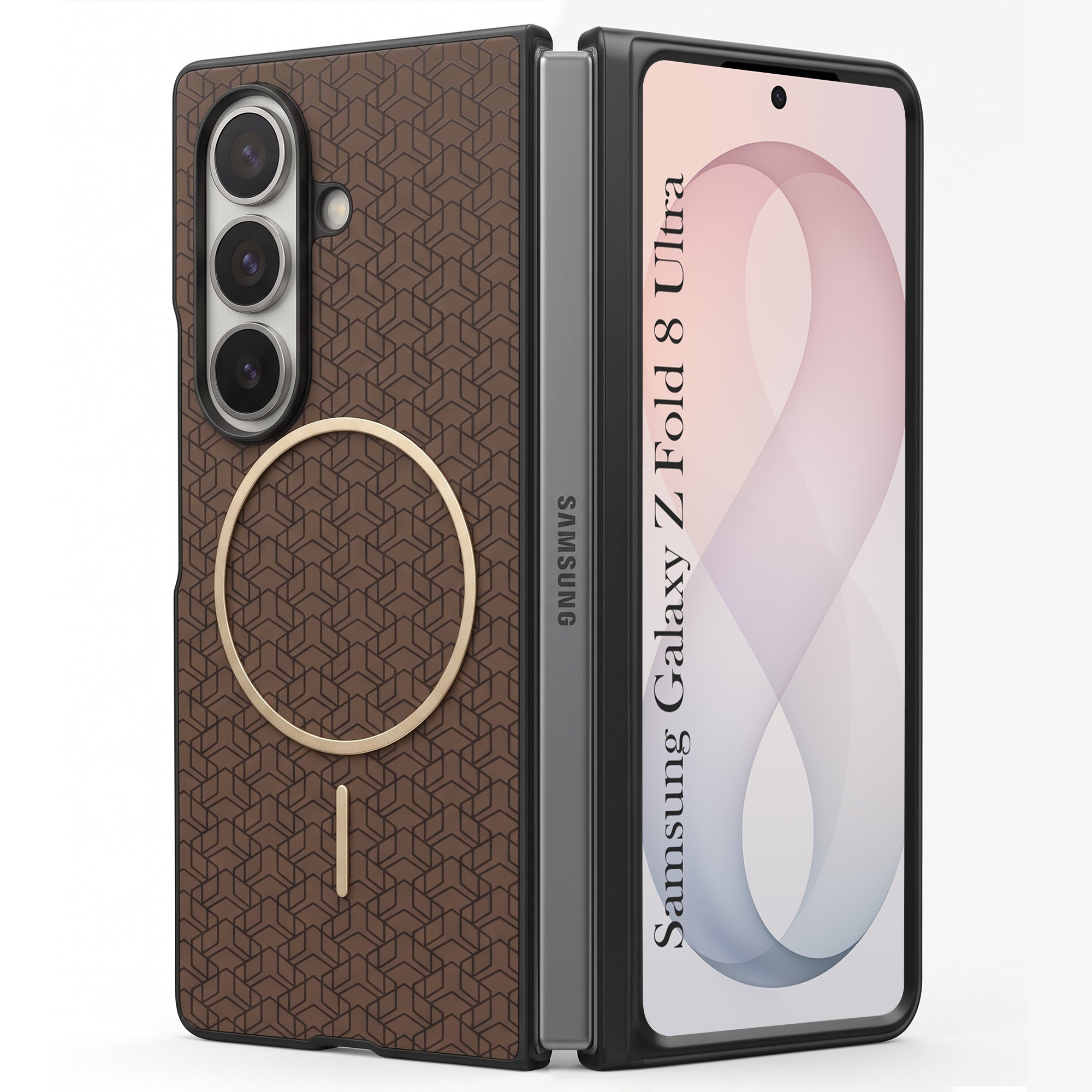For Samsung Galaxy Z Fold 8 Ultra Back Cover Case Leather Finish (MagSafe Wireless Charging Compatible | Inside Microfiber Cloth)
