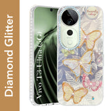 For Vivo T3 Ultra Back Cover Case (Luxury Floral Glitter Cute Butterfly | Diamond Studded Camera Bump | Girls & Women Design)