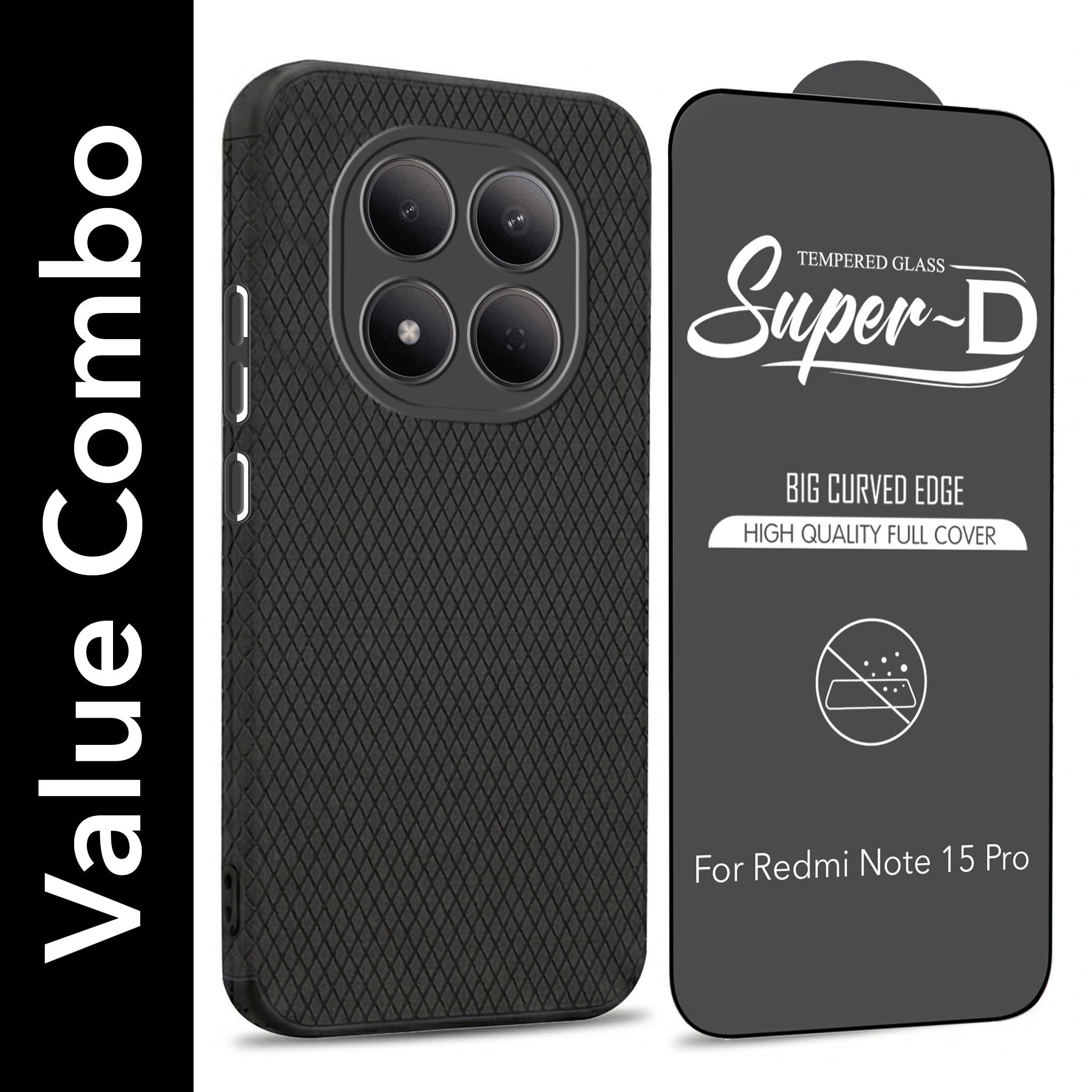 For Xiaomi Redmi Note 15 Pro 5G Combo with Back Cover and 9H Tempered Glass (Liquid Silicone | Camera Protection | Oleophobic Coating Screen Glass)