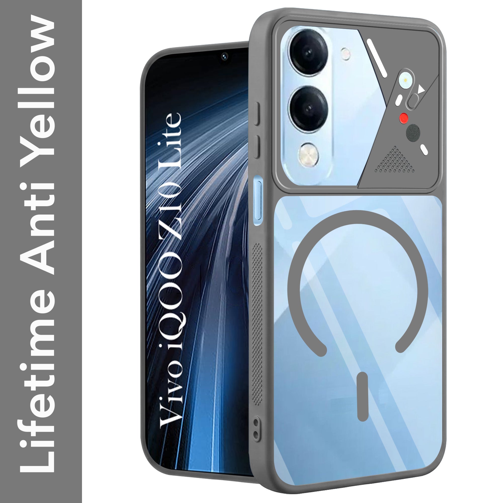 For Vivo iQOO Z10 Lite Back Cover Case Lifetime Anti-Yellow Clear (Camera Protection | Side Grip | Wireless MagSafe Compatible)