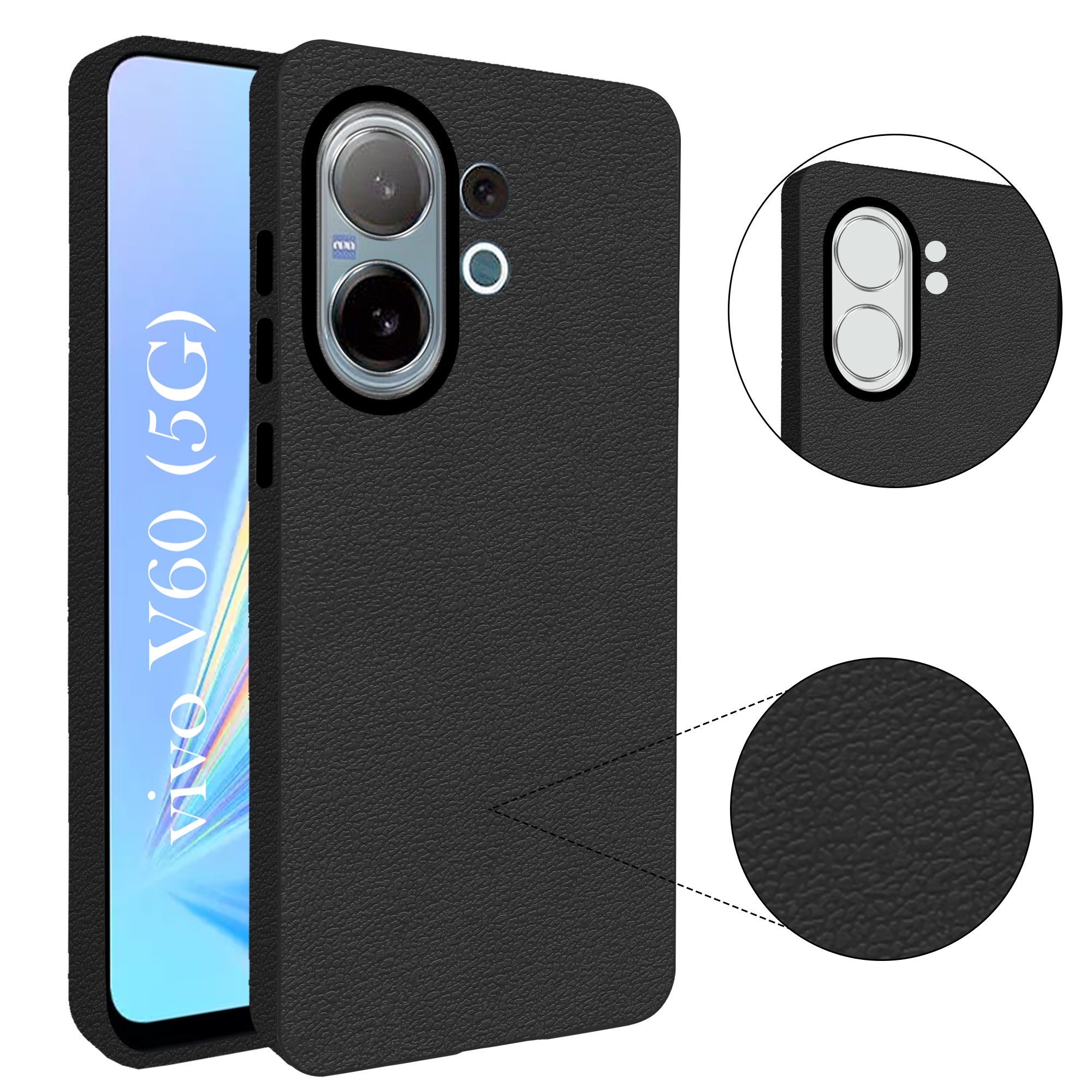For Vivo V60 | Vivo T4 Pro Back Cover Case (Glass Like Camera Protection | Leather Feel | Minimalist Professional Grip)