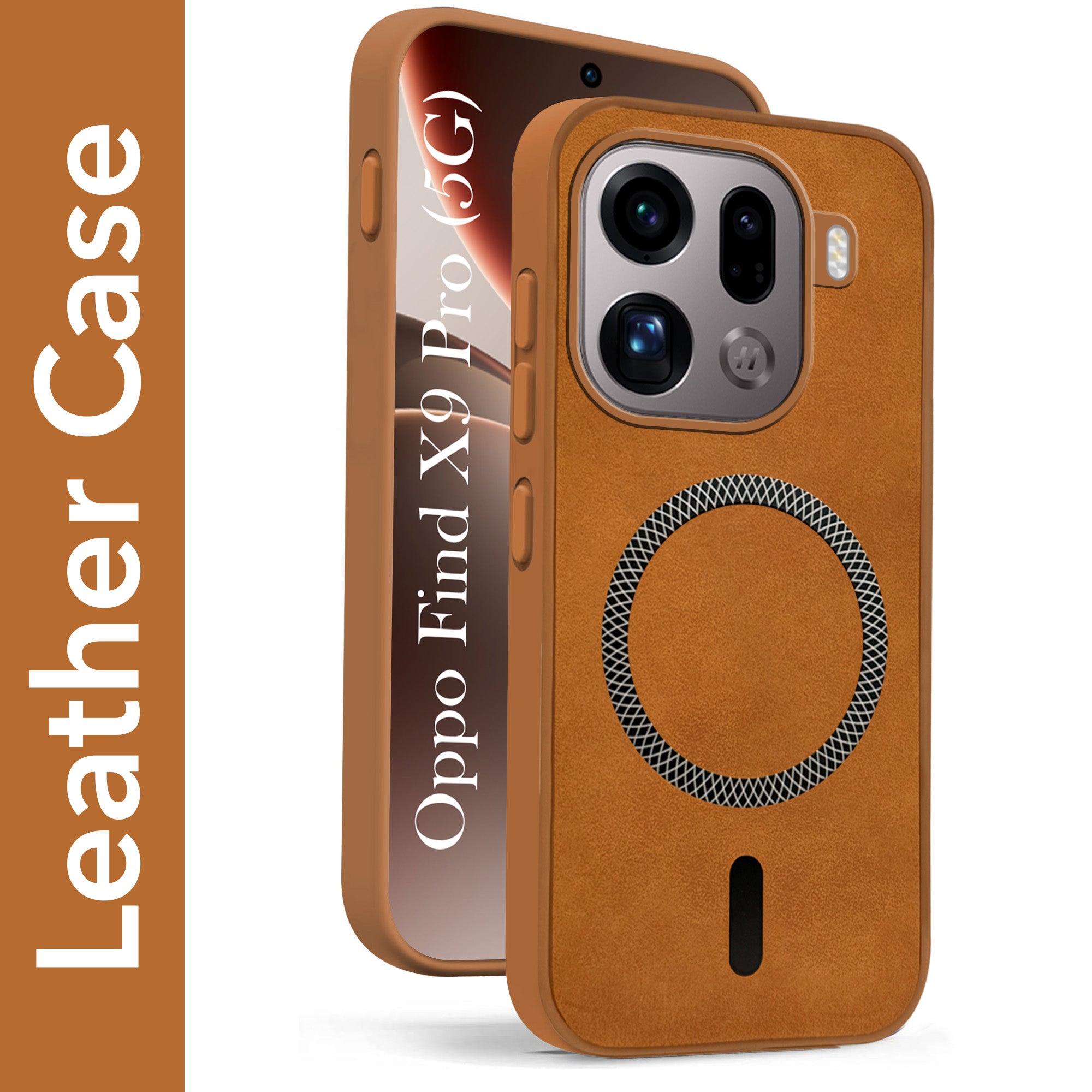 For Oppo Find X9 Pro Back Cover Case Leather Finish (MagSafe Compatible Wireless Charging | Soft Touch | Camera Bump Protection)