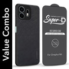 For OnePlus N6 Combo (Textured Grip Design | Micro-Fiber Cloth Inside | Oleophobic Coating Screen Glass)