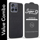 For Motorola Moto Edge 50 Neo Combo with Back Cover and 9H Tempered Glass (Textured Grip Design | Micro-Fiber Cloth Inside | Oleophobic Coating Screen Glass)
