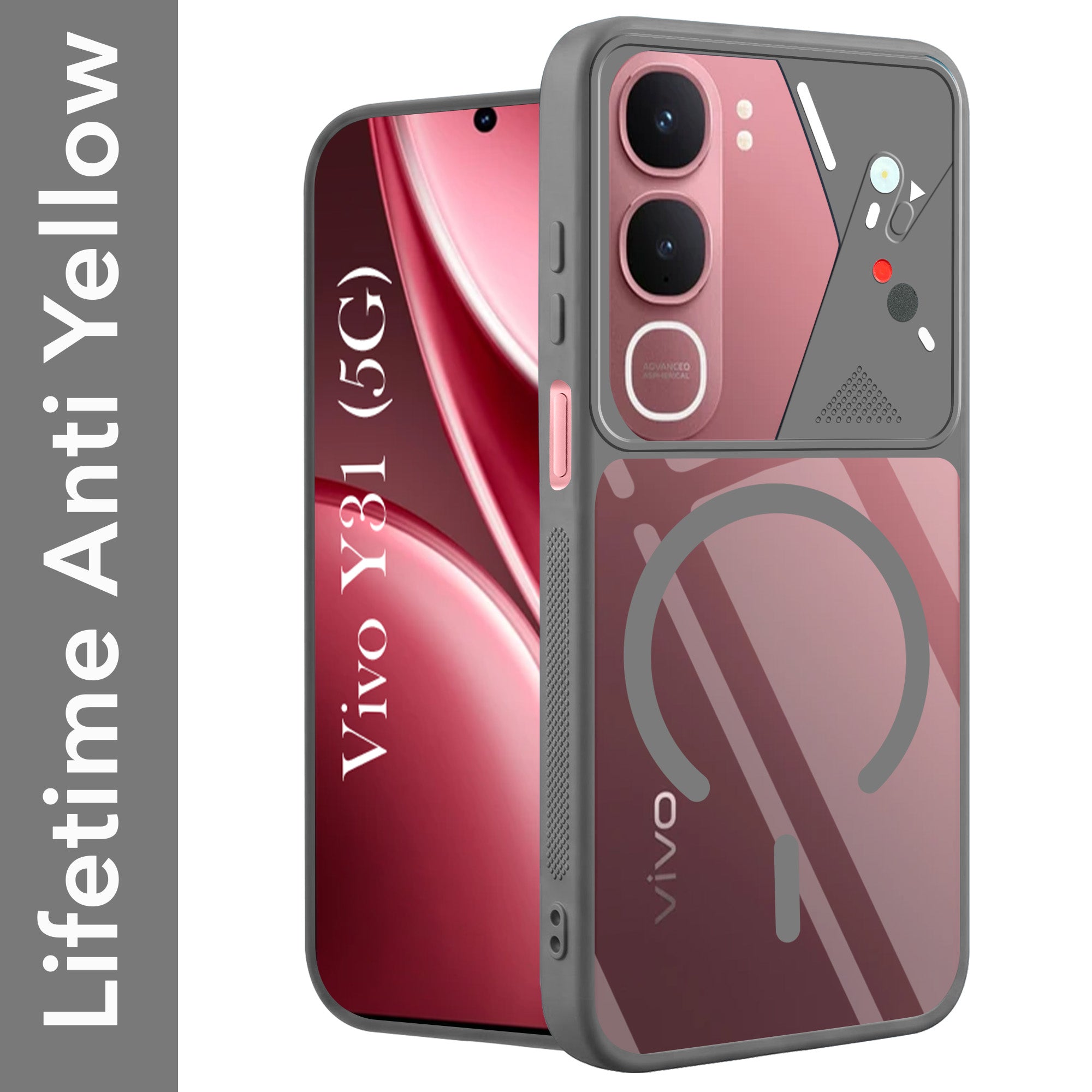 For Vivo Y31 5G Back Cover Case Lifetime Anti-Yellow Clear (Camera Protection | Side Grip | Wireless MagSafe Compatible)