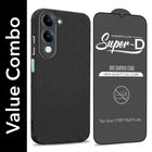 For Vivo Y19 | Vivo Y19e | Vivo T4 Lite Combo with Back Cover and 9H Tempered Glass (Liquid Silicone | Camera Protection | Oleophobic Coating Screen Glass)