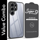 For Samsung Galaxy S25 Ultra Combo with Back Cover and 9H Tempered Glass (Lifetime Anti-Yellow | Crystal Clear Shockproof | Oleophobic Coating Screen Glass)