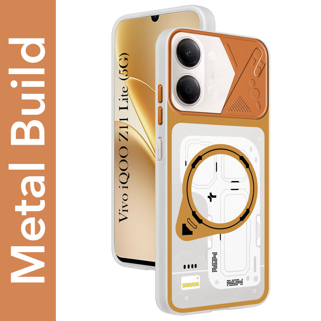 For Vivo iQOO Z11 Lite Metallic Back Cover Case (Metallic Camera Protection & Buttons | Translucent Milky Shade | Hard Polycarbonate)