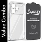 For Realme P4 Combo with Back Cover and 9H Tempered Glass (Lifetime Anti-Yellow | Sleek Hard Crystal | Oleophobic Coating Screen Glass)