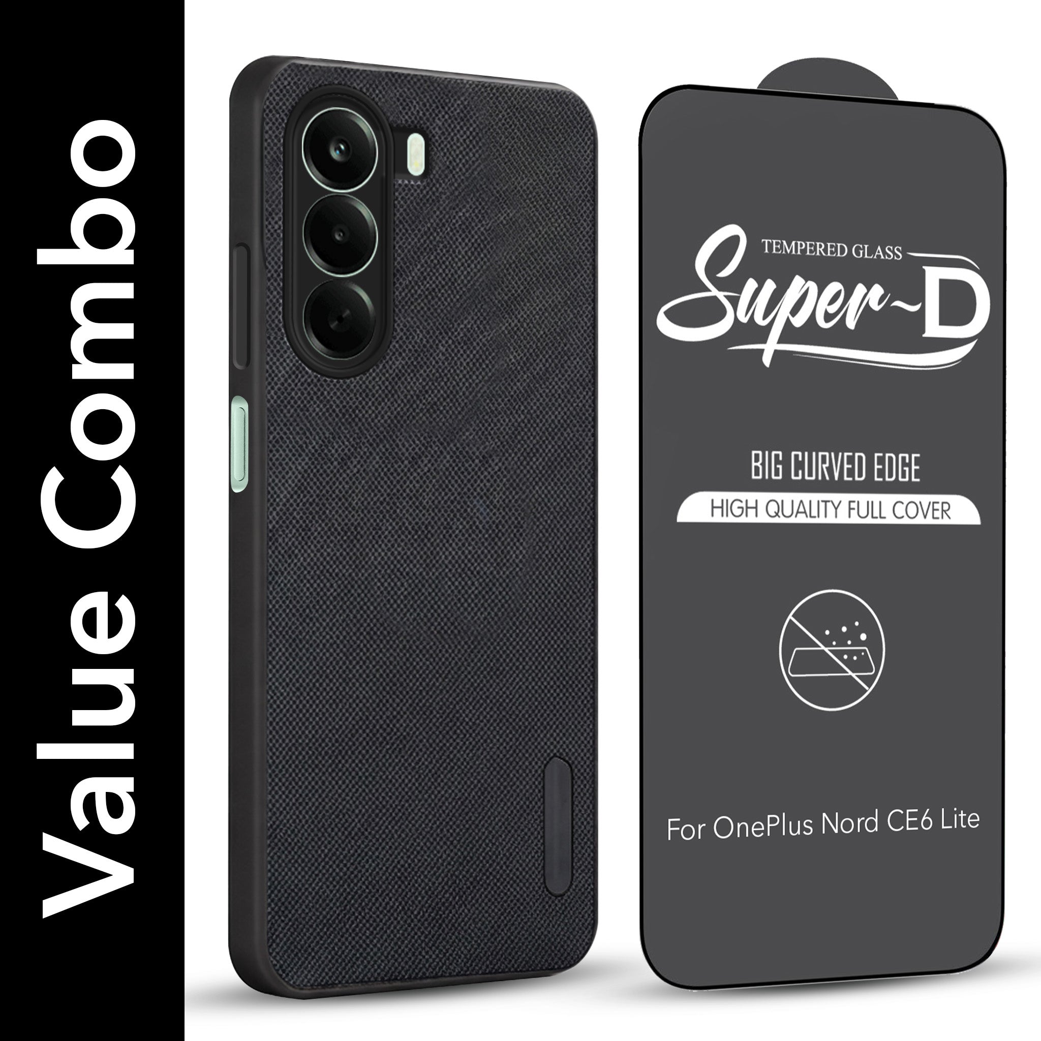 Fore OnePlus Nord CE 6 Lite Combo (Textured Grip Design | Micro-Fiber Cloth Inside | Oleophobic Coating Screen Glass)