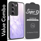 For Realme C75 5G Combo with Back Cover and 9H Tempered Glass (Lifetime Anti-Yellow | Crystal Clear Shockproof | Oleophobic Coating Screen Glass)