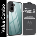 For Poco C85x 5G Combo with Back Cover and 9H Tempered Glass (Lifetime Anti-Yellow | Crystal Clear Shockproof | Oleophobic Coating Screen Glass)