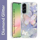 For Samsung Galaxy A56 Back Cover Case (Luxury Floral Glitter Cute Butterfly | Diamond Studded Camera Bump | Girls & Women Design)