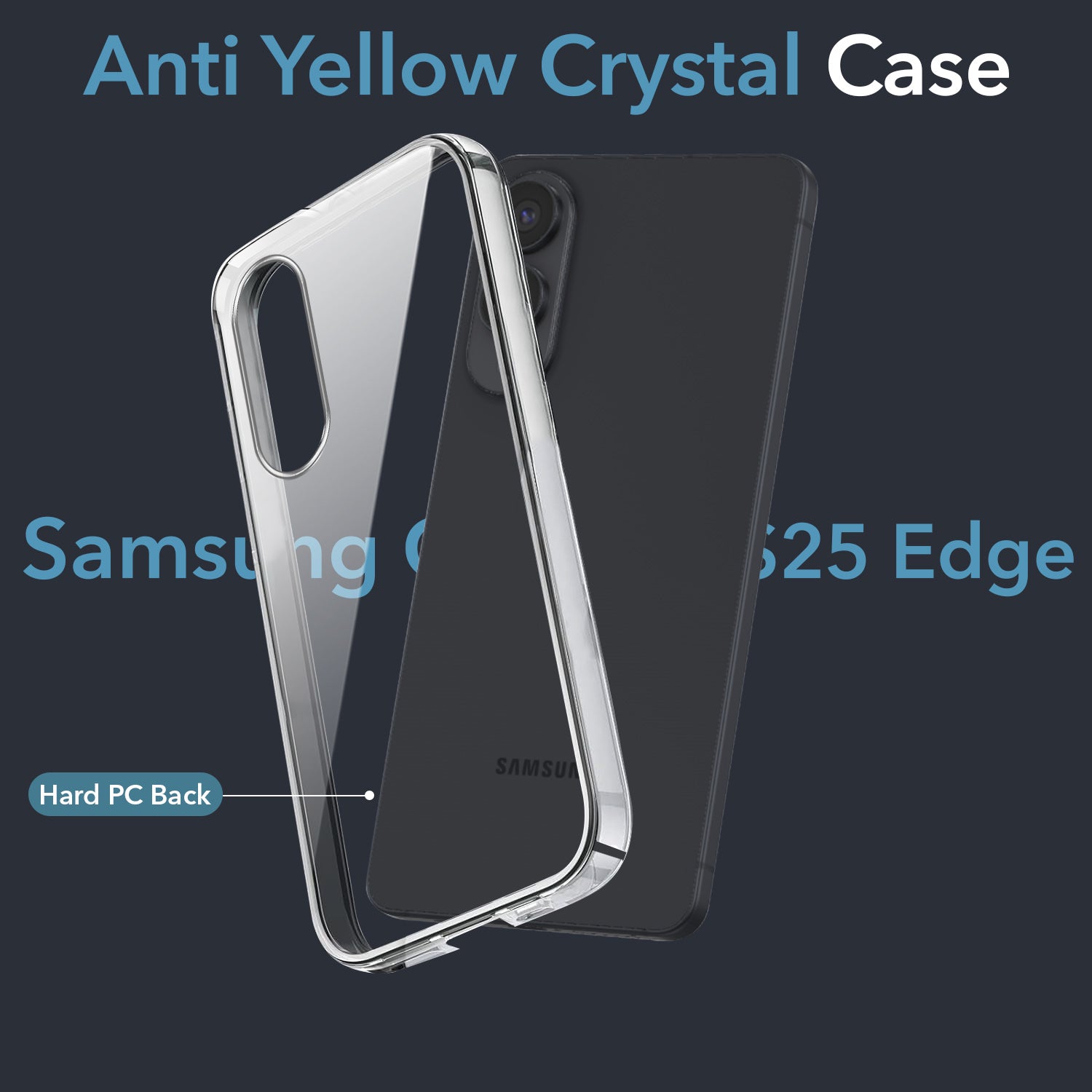 For Samsung Galaxy S25 Edge Back Cover Case  (Hard Anti Yellow Clear Case | Sleek Hard Crystal Clear | Drop & Camera Protection | Shockproof Polycarbonate)