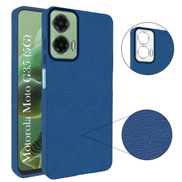For Motorola Moto G35 5G Back Cover Case (Glass Like Camera Protection | Leather Feel | Minimalist Professional Grip)