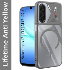 For Samsung Galaxy A17 | Samsung F17 | Samsung M17 5G Back Cover Case Lifetime Anti-Yellow Clear (Camera Protection | Side Grip | Wireless MagSafe Compatible)