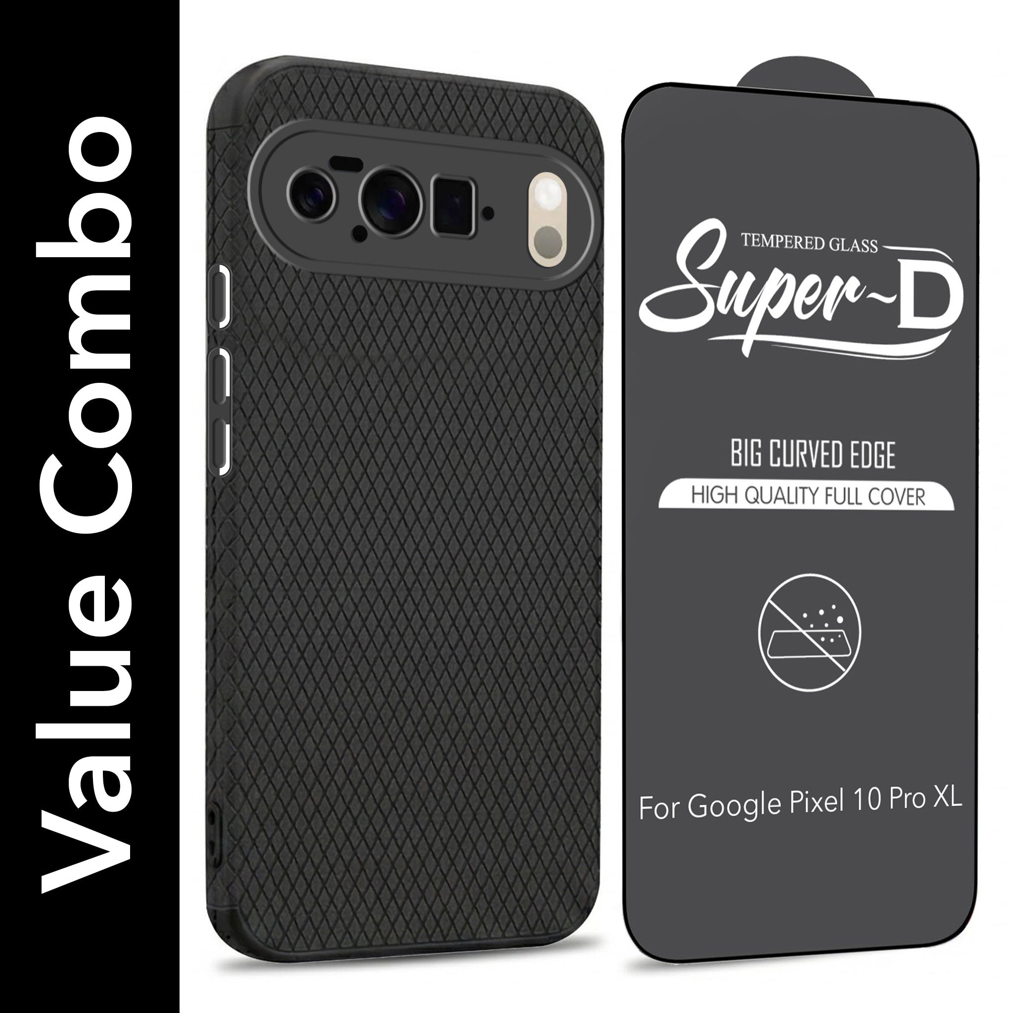 For Google Pixel 10 Pro XL Combo with Back Cover and 9H Tempered Glass (Liquid Silicone | Camera Protection | Oleophobic Coating Screen Glass)