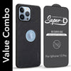 For Apple iPhone 13 Pro Combo with Back Cover and 9H Tempered Glass (Textured Grip Design | Micro-Fiber Cloth Inside | Oleophobic Coating Screen Glass)