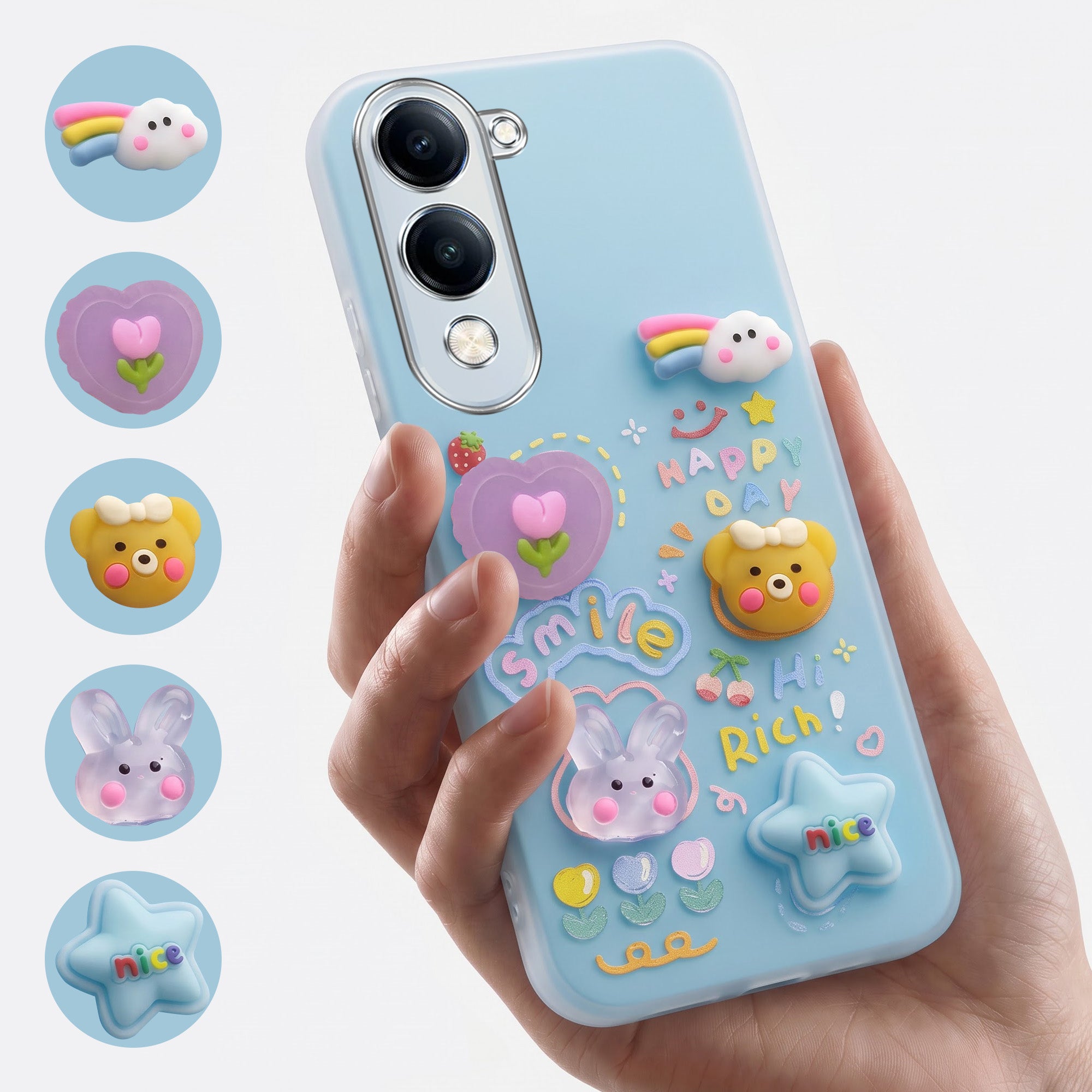 For Vivo Y19 | Vivo Y19e | Vivo T4 Lite Back Cover Case (3D Cute Cartoons | Hard Back Side Soft | Matte Premium Finish | HD Printing)