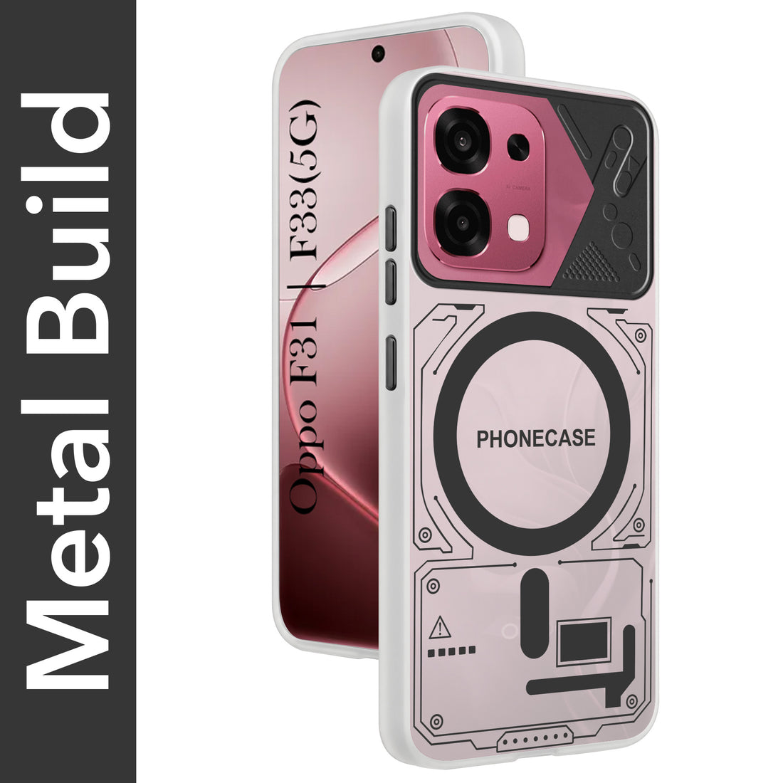 For Oppo F31 5G | Oppo F33 5G Metallic Back Cover Case (Metallic Camera Protection & Buttons | Translucent Milky Shade | Hard Polycarbonate)