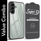 For Samsung Galaxy A56 Combo with Back Cover and 9H Tempered Glass (Lifetime Anti-Yellow | Crystal Clear Shockproof | Oleophobic Coating Screen Glass)