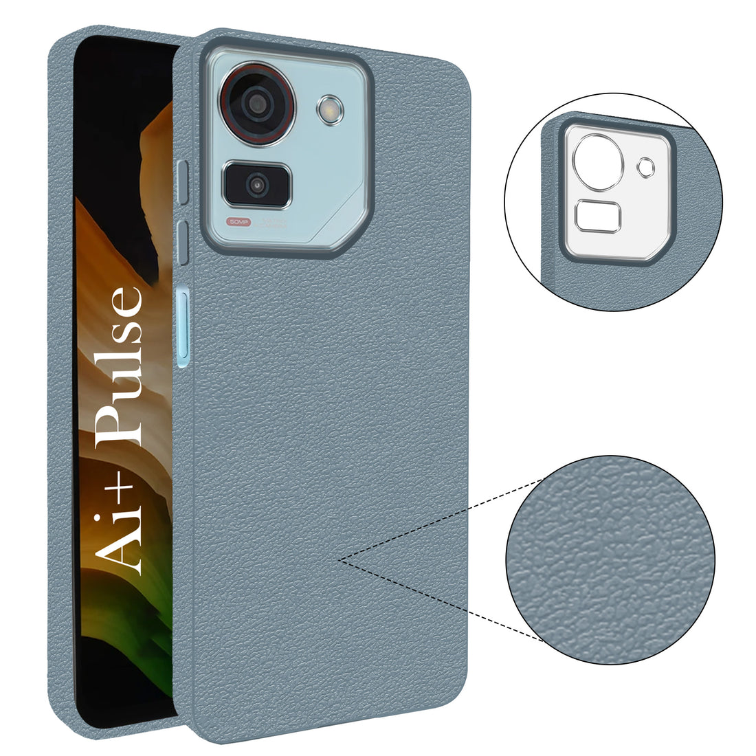 For Ai+ Pulse Back Cover Case (Glass Like Camera Protection | Leather Feel | Minimalist Professional Grip)